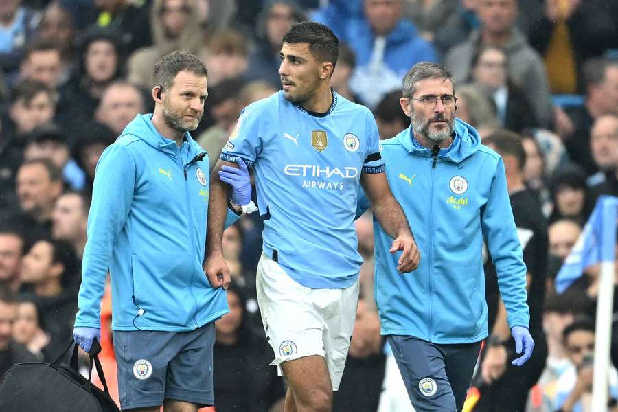 Man City's Rodri was injured during Man City's draw against Arsenal on Sunday