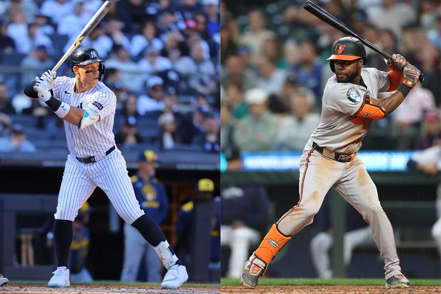 Aaron Judge (left) and Cedric Mullins (right) squaring up for hits