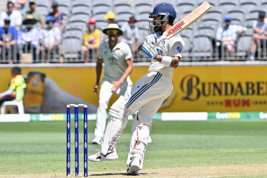 India’s Virat Kohli plays a shot on day three of the first Test match between Australia and India at Optus Stadium in Perth