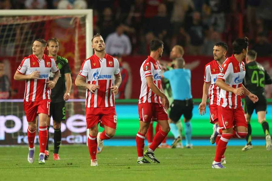 Marko Arnautovic and Red Star Belgrade celebrate
