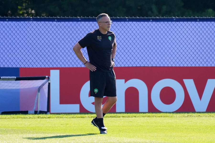 Morocco coach Mohamed Ouahbi looks on during practice Morocco coach Mohamed Ouahbi looks on during practice