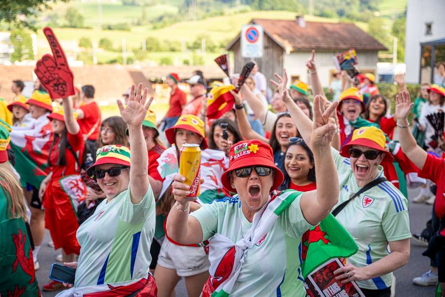 Welsh fans in Saint Gallen pre-match Welsh fans in Saint Gallen pre-match