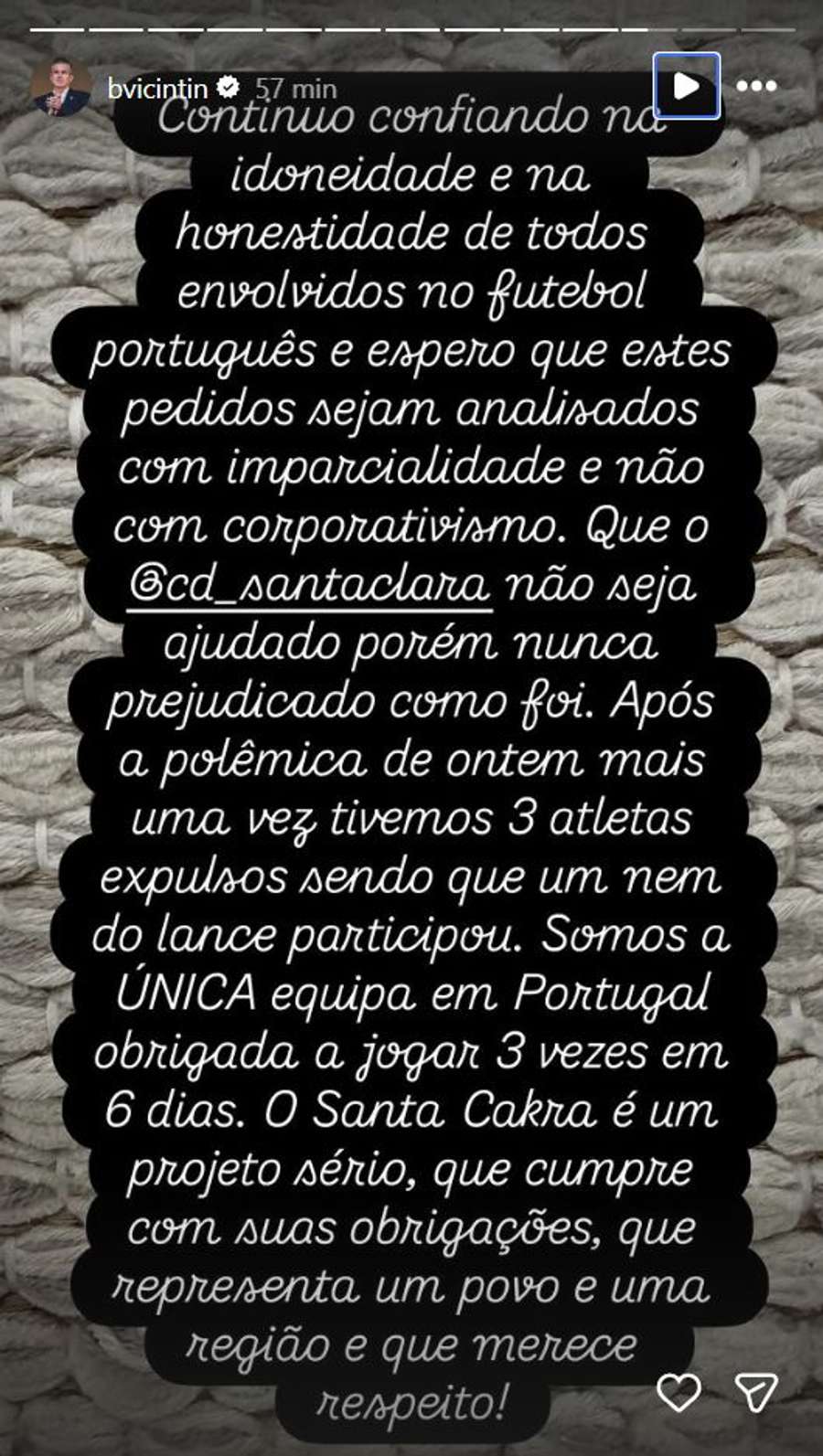 A publicação de Bruno Vicintin