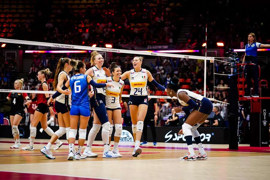 L'esultanza dell'Italvolley femminile