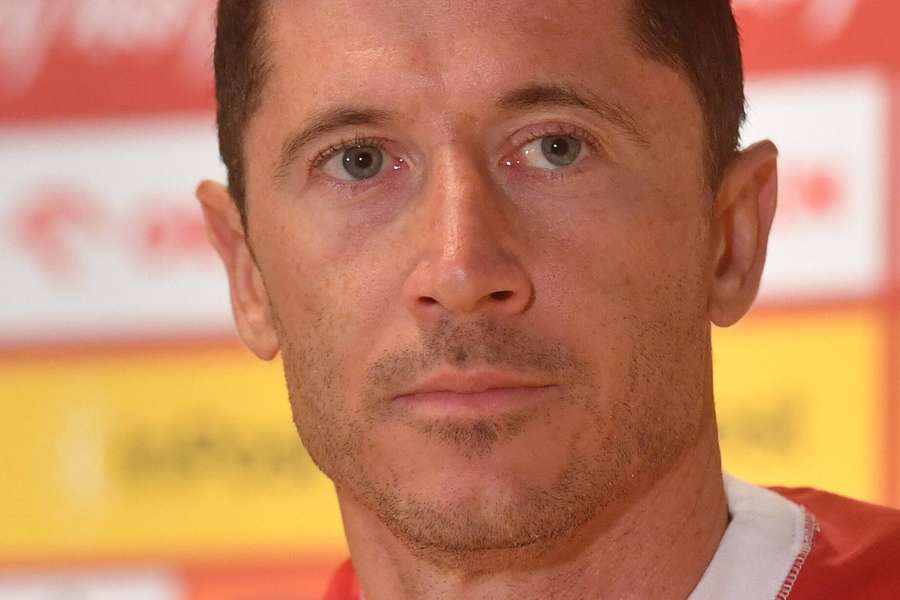 Robert Lewandowski podczas konferencji prasowej