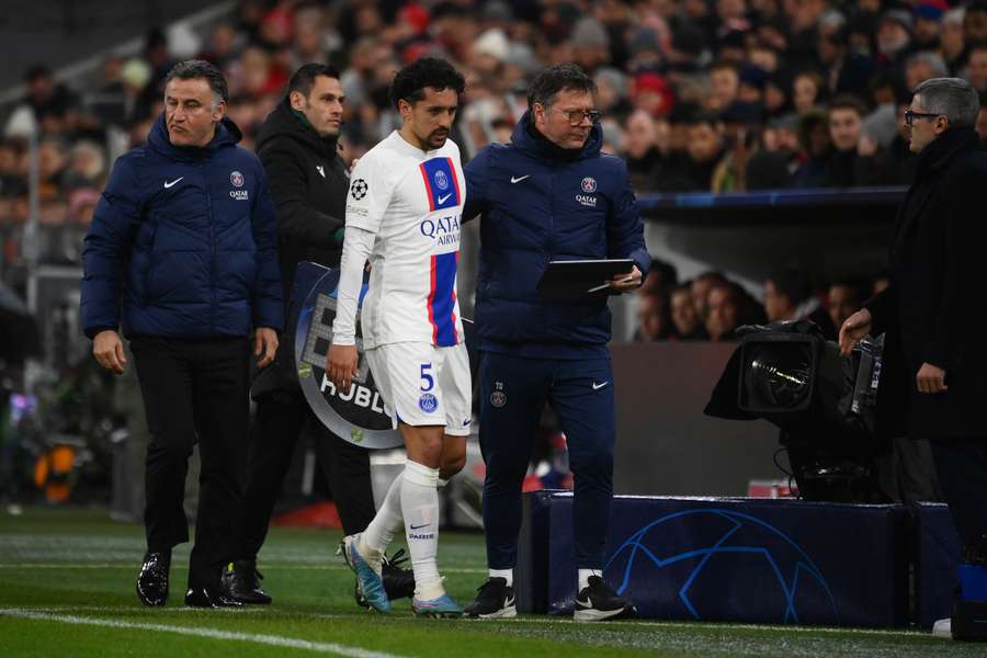 Marquinhos au moment de sa sortie face au Bayern.