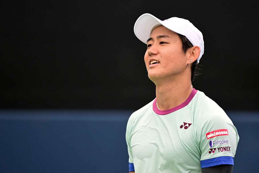 Yoshihito Nishioka reacts after a call against Jordan Thompson