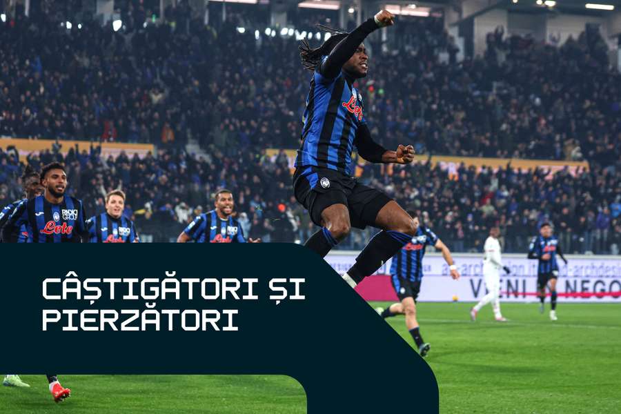 Ademola Lookman sărbătorește victoria Atalantei cu 2-1 în fața Milanului