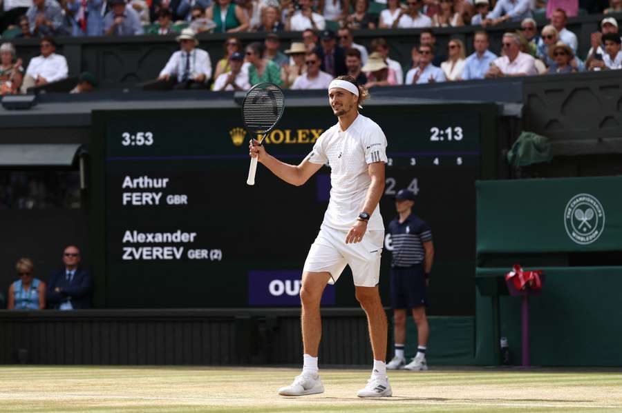 Zverev célébrant sa qualification ce vendredi. Zverev célébrant sa qualification ce vendredi.