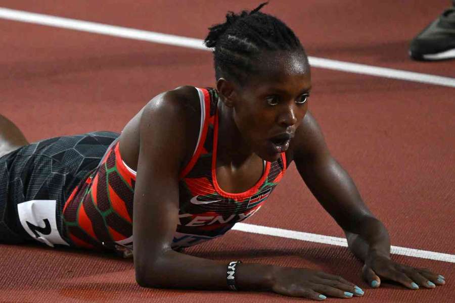 Faith Kipyegon looked shocked after winning her third world title