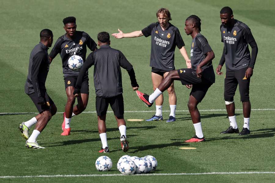 Les joueurs du Real Madrid à l'entraînement