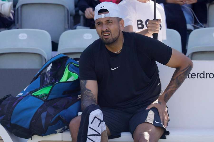 Nick Kyrgios was seen in discomfort during his defeat to Wu Yibing earlier this month