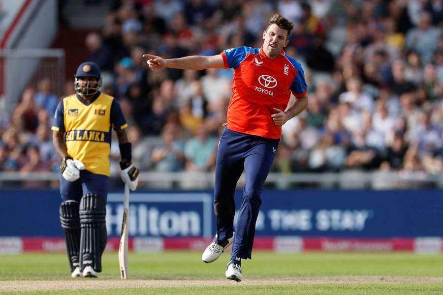 England's Jamie Overton celebrates after taking the wicket of Sri Lanka's Tharindu Ratnayake England's Jamie Overton celebrates after taking the wicket of Sri Lanka's Tharindu Ratnayake