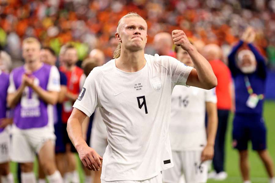 Erling Haaland celebrates as Norway qualify for the round of 16 stage of the World Cup Erling Haaland celebrates as Norway qualify for the round of 16 stage of the World Cup