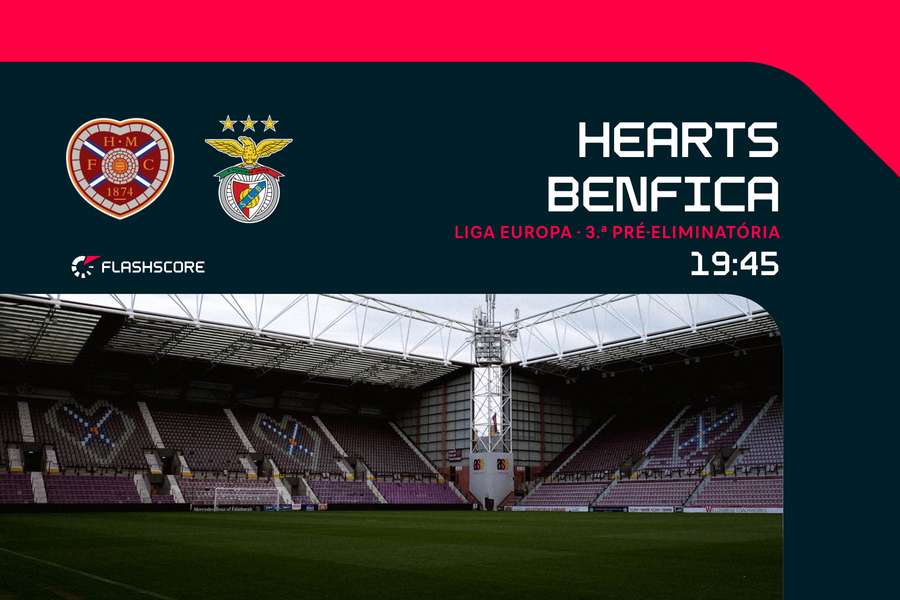 Benfica visita Hearts Benfica visita Hearts