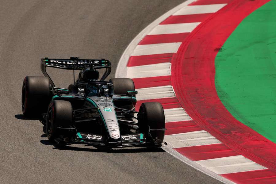 Mercedes' George Russell during practice Mercedes' George Russell during practice
