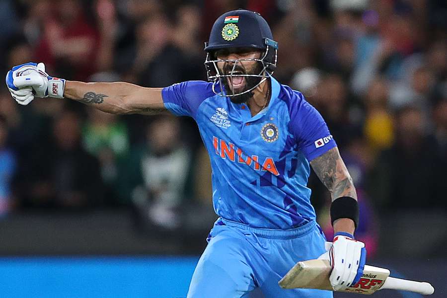 Virat Kohli celebrates India's latest win