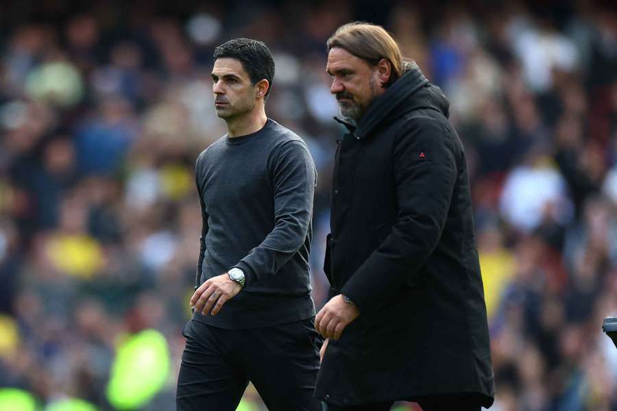 Arteta (L) and Farke after the game