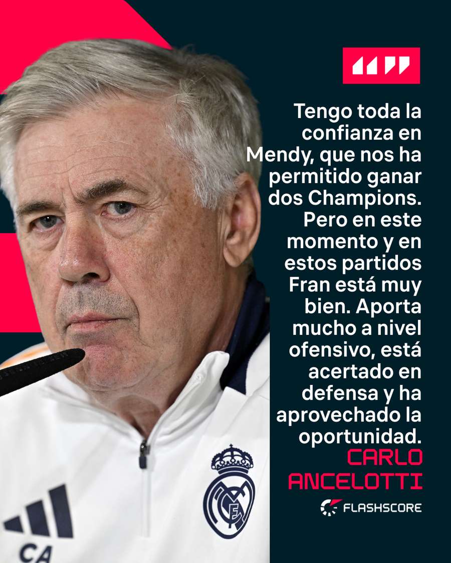 Ancelotti, sobre Mendy y Fran García