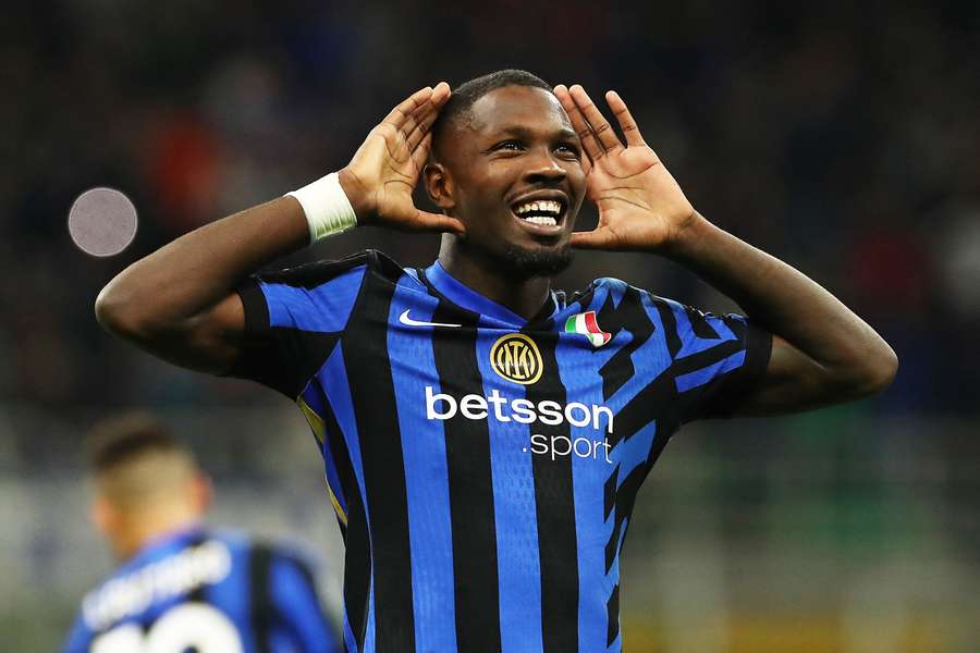 Marcus Thuram celebrates scoring against Torino on Saturday