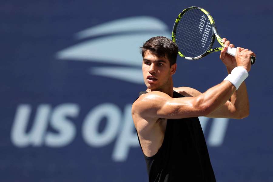 Carlos Alcaraz practices at USTA Billie Jean King National Tennis Center