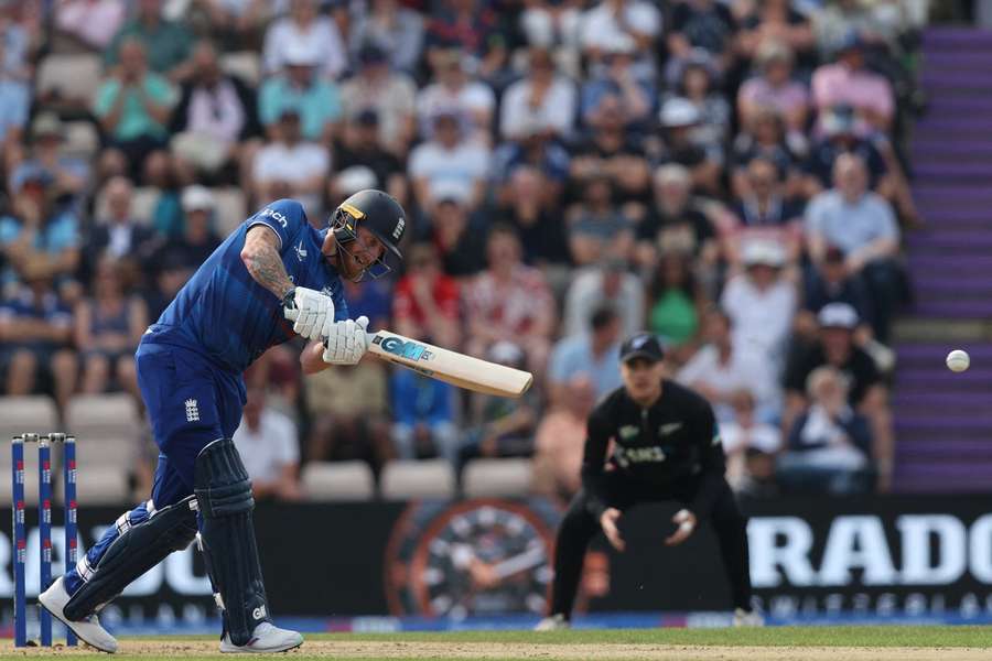 England's Ben Stokes is caught by New Zealand's Tim Southee off the bowling of New Zealand's Trent Boult