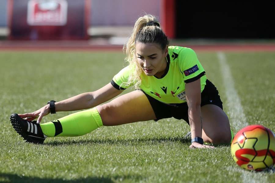 Emanuela Rusta is the first female Albanian soccer referee certified by FIFA 