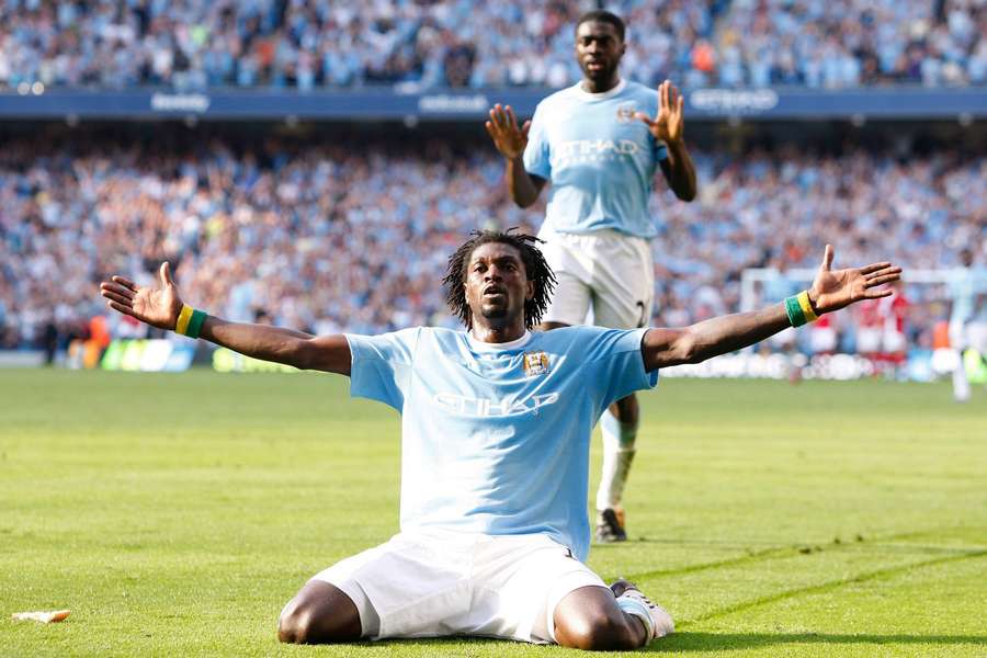 Emmanuel Adebayor conjured one of the Premier League's most iconic moments when celebrating against Arsenal