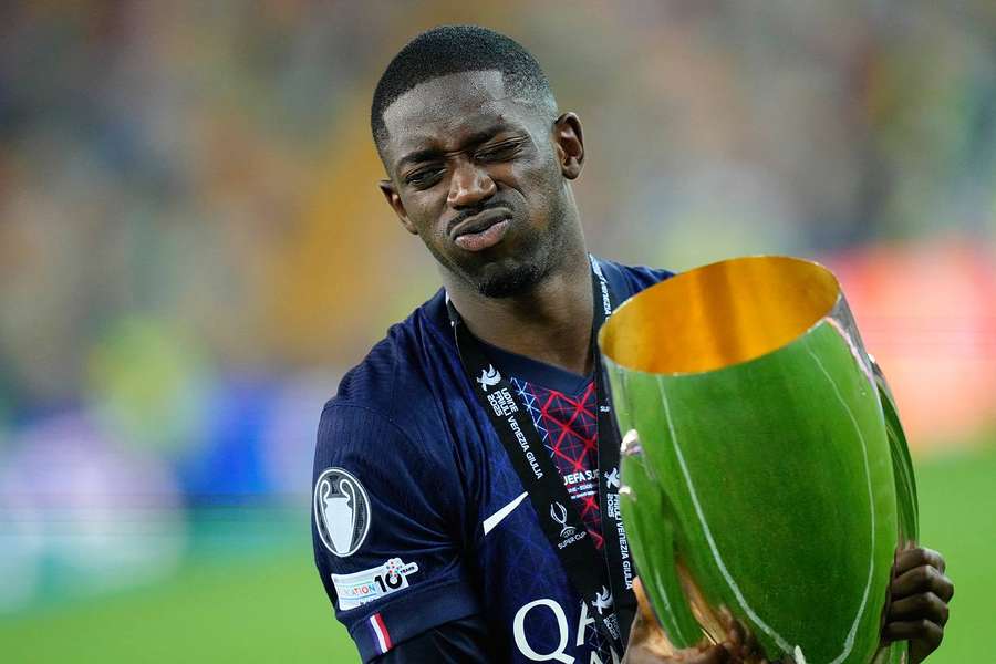 Ousmane Dembele with the European Supercup in his hands