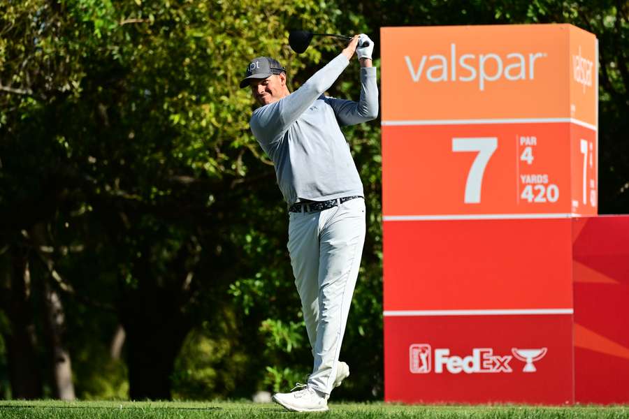 Schenk tees off at the seventh hole at Valspar
