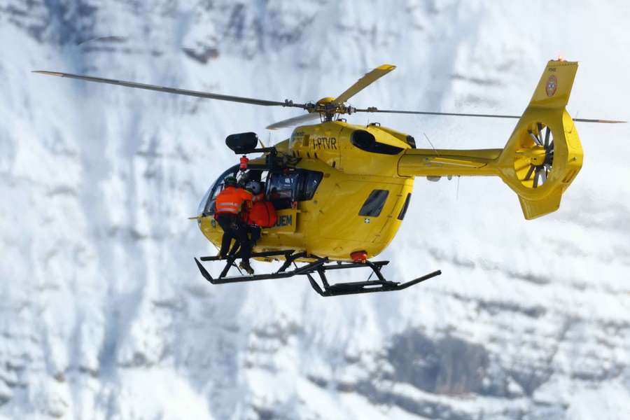 L'elicottero che ha trasportato Lindsey Vonn all'aeroporto di Treviso