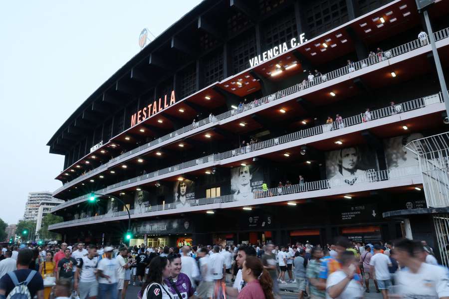 A general view outside Valencia's Estadi de Mestalla stadium