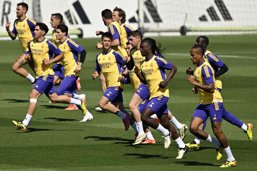Los jugadores del Real Madrid, en un entrenamiento.
