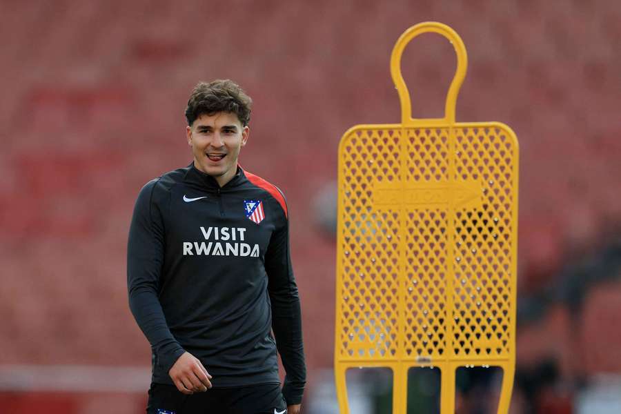 Julian Alvarez in training with Atletico Madrid Julian Alvarez in training with Atletico Madrid