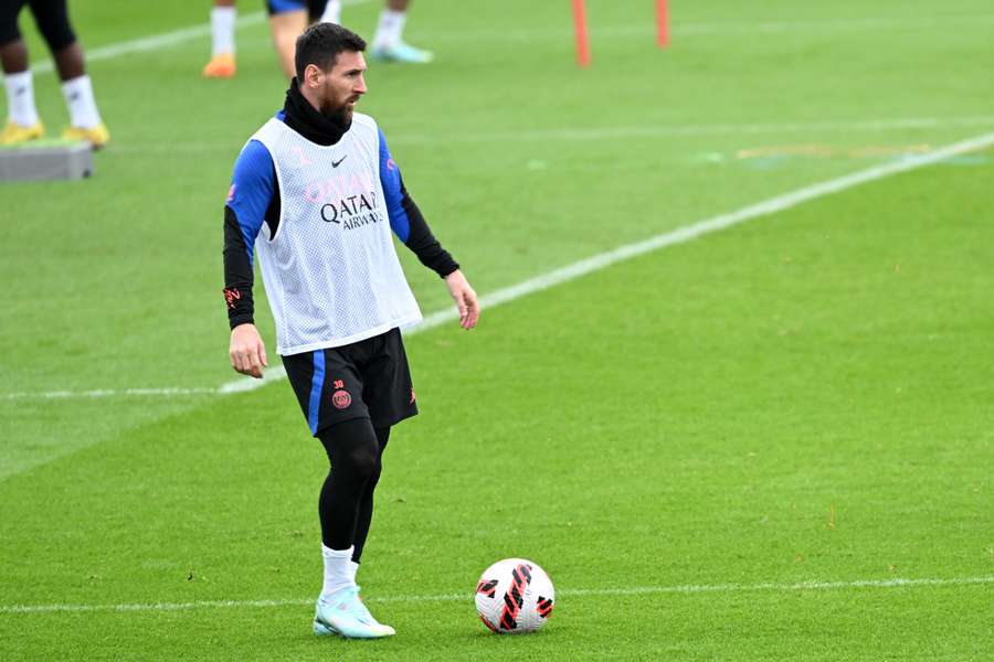 Lionel Messi ce matin au centre d'entraînement.