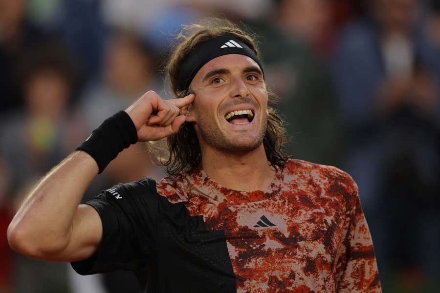 Greece's Stefanos Tsitsipas celebrates his victory over Argentina's Diego Schwartzman