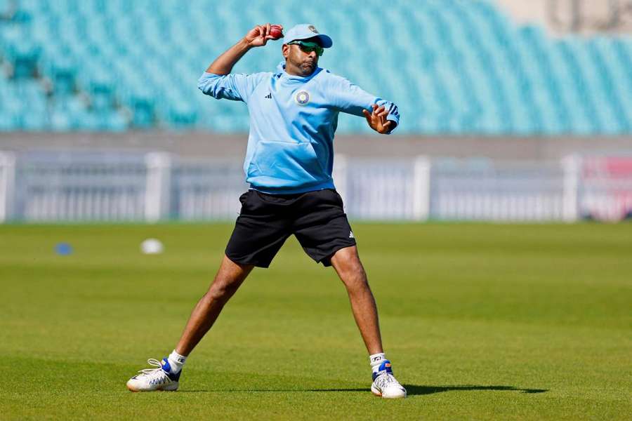 Ravichandran Ashwin during practice 