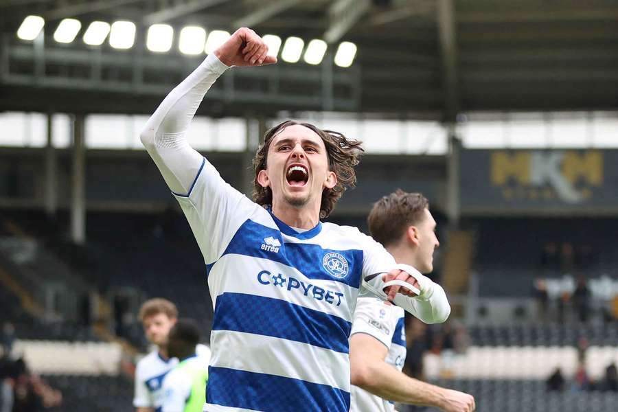 Daniel Bennie celebrates QPR's victory at Hull.