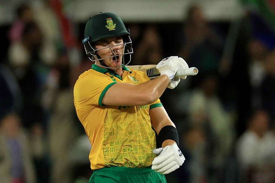 South Africa's Tristan Stubbs celebrates after scoring the winning run