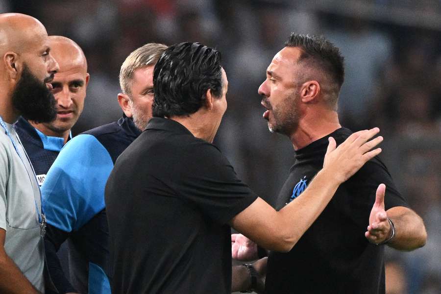 Un momento de la bronca entre Unai Emery y Roberto de Zerbi