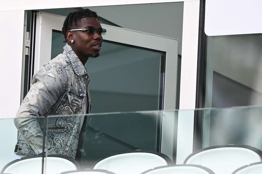 Paul Pogba in the stands at Allianz Stadium on 6 October.