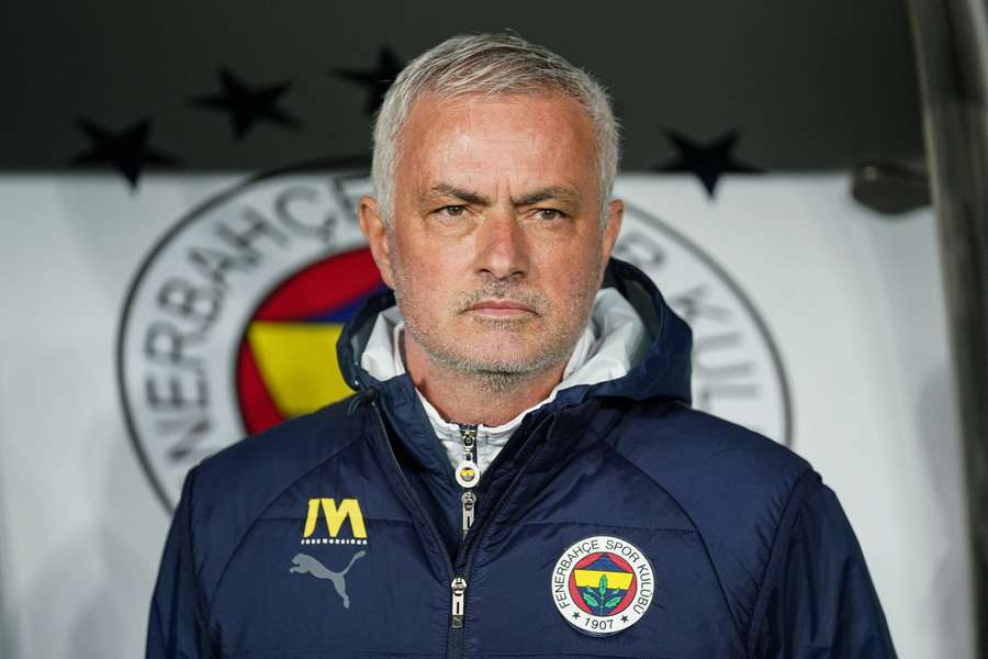 Fenerbahce head coach Jose Mourinho looks on during the Ziraat Turkish Cup quarter-final match against Galatasaray