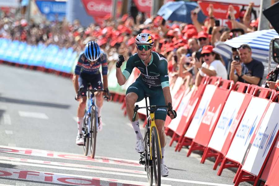 Wout Van Aert crosses the line Wout Van Aert crosses the line