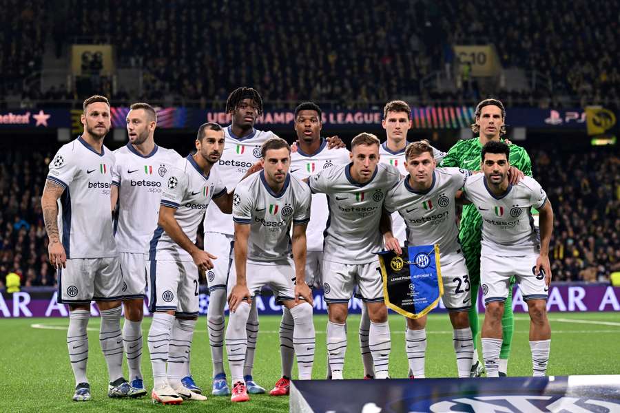 Inter's players line up ahead of their Champions League clash with Young Boys