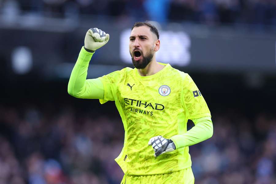 Donnarumma celebrates Manchester City goal Donnarumma celebrates Manchester City goal