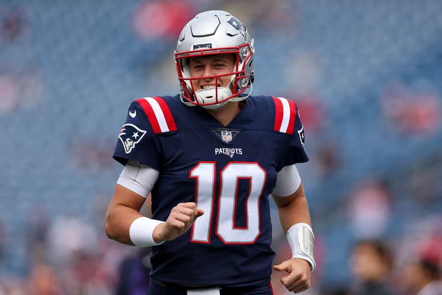 New England Patriots QB Drake Maye smiles before a game New England Patriots QB Drake Maye smiles before a game