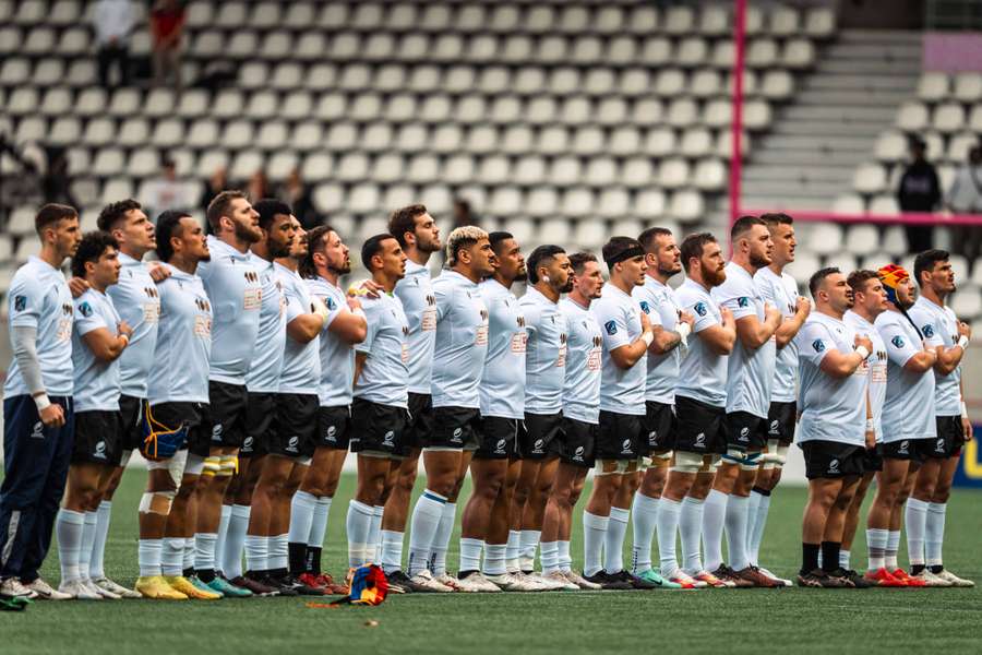 Romania's team before a game in 2024