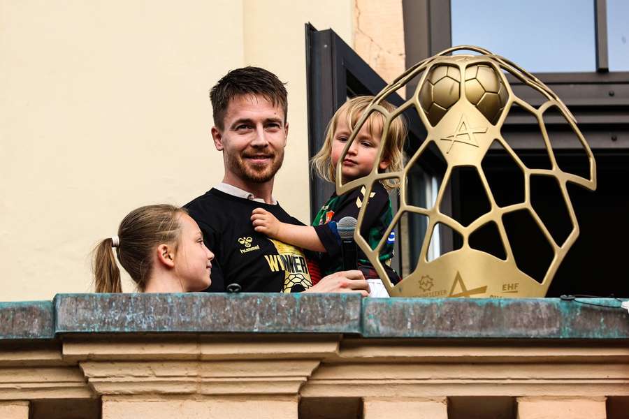 Michael Damgaard at the old City Hall in Magdeburg after winning the Champions League