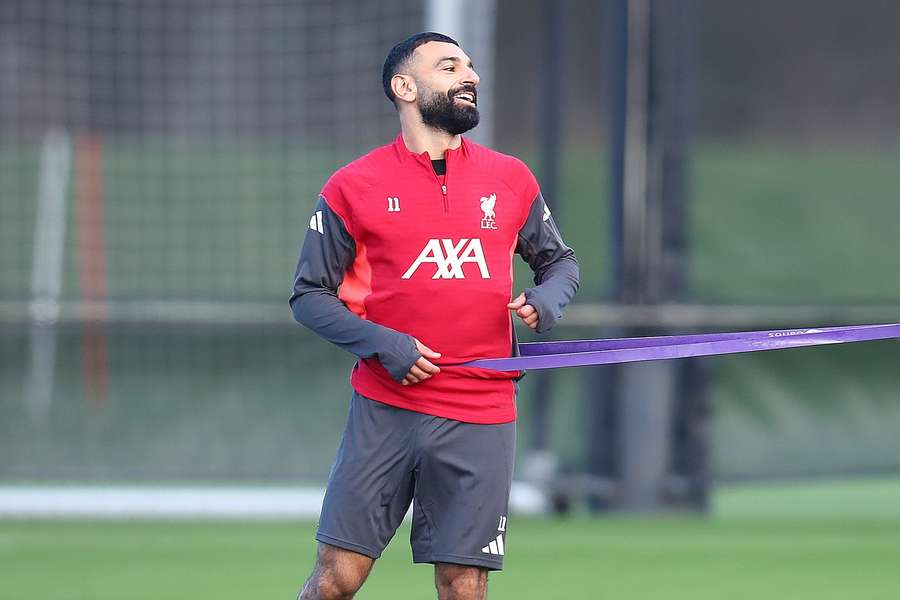 Salah during Liverpool training Salah during Liverpool training