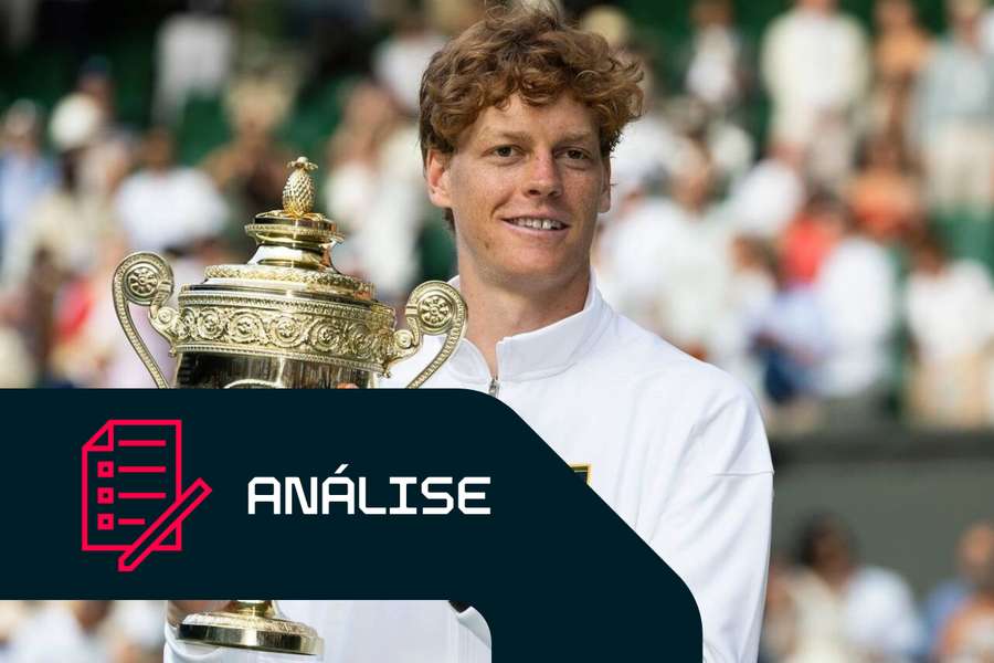 Jannik Sinner com o troféu de Wimbledon
